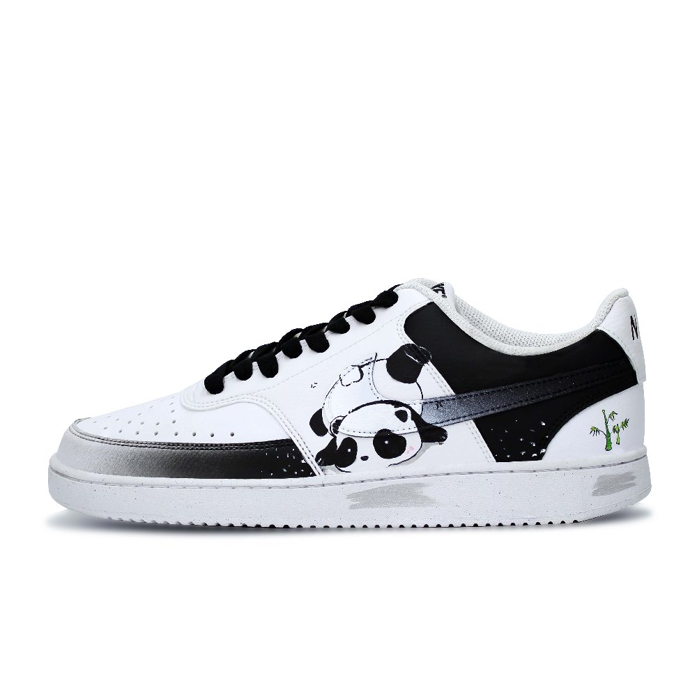 Nike Court Vision 1 Bear Mountain Lightweight And Breathable Low-Top Skateboard Shoes Men's Black White