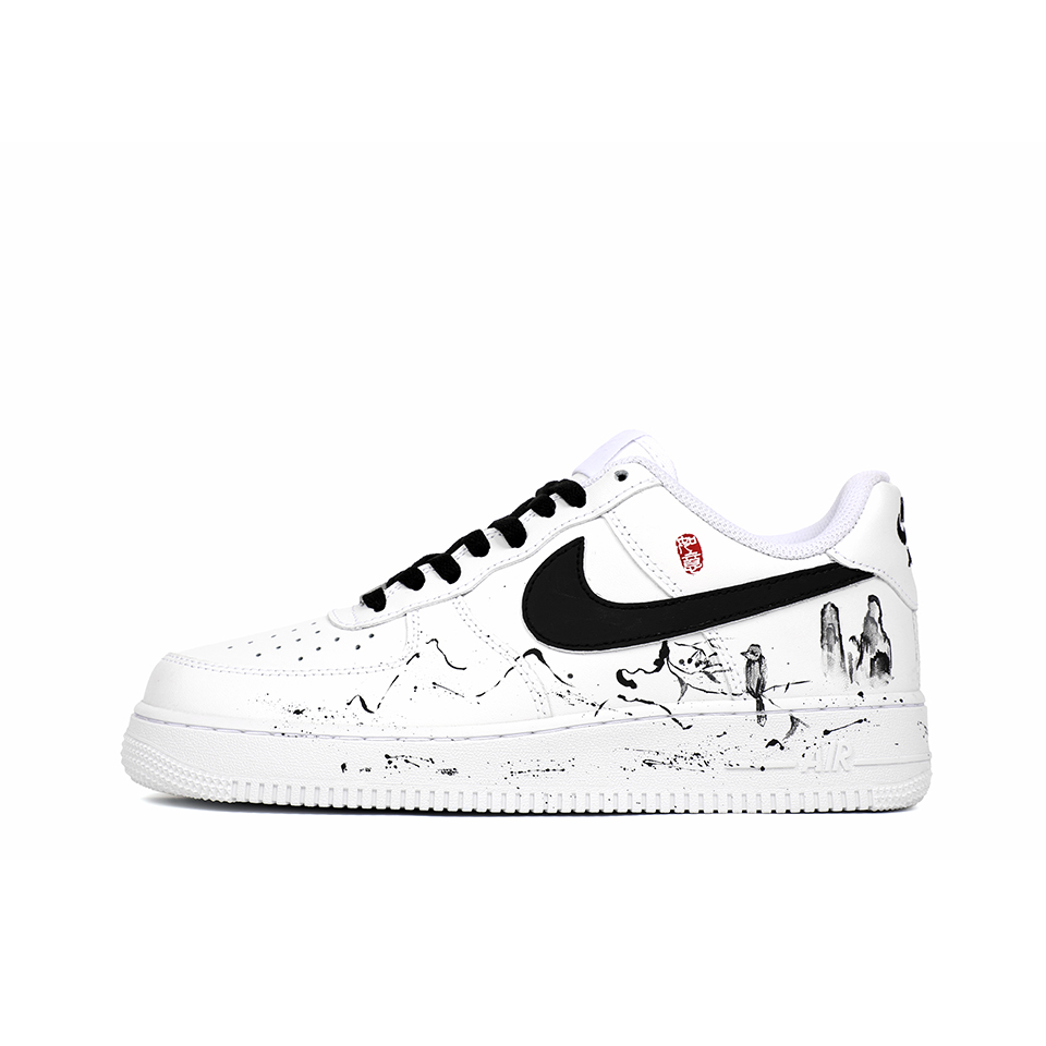 Nike Air Force 1 Slip-Resistant Low-Top Skateboard Shoes Unisex Black White