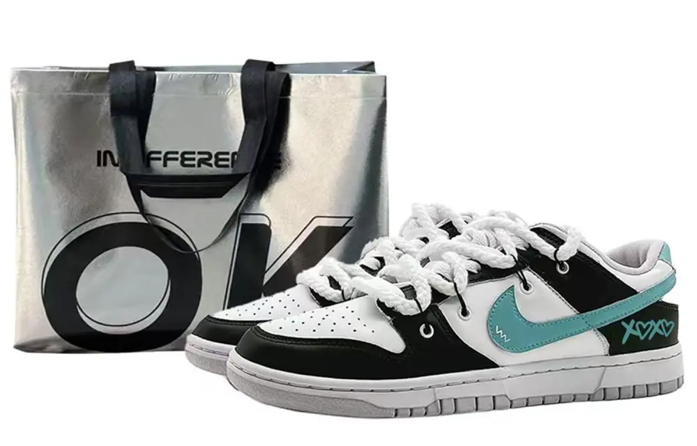 Nike Dunk EIGHT% Xoxo Cushioning, Wear Resistant Low top Skateboard Shoes Men's Black White Green