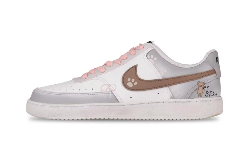 Nike Court Vision 1 Little Bear Abrasion Resistant Low top Skateboard Shoes Men's Silver Gray