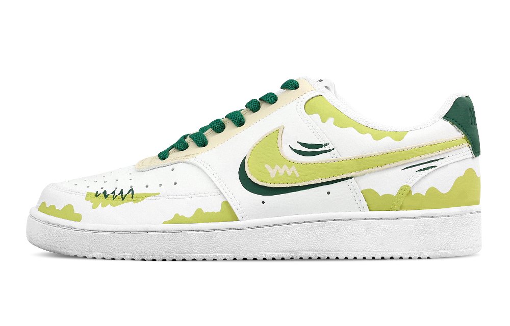 Nike Court Vision 1 Jungle Mystic Realm Abrasion Resistant Low Top Skateboard Shoes Men's Neon Yellow