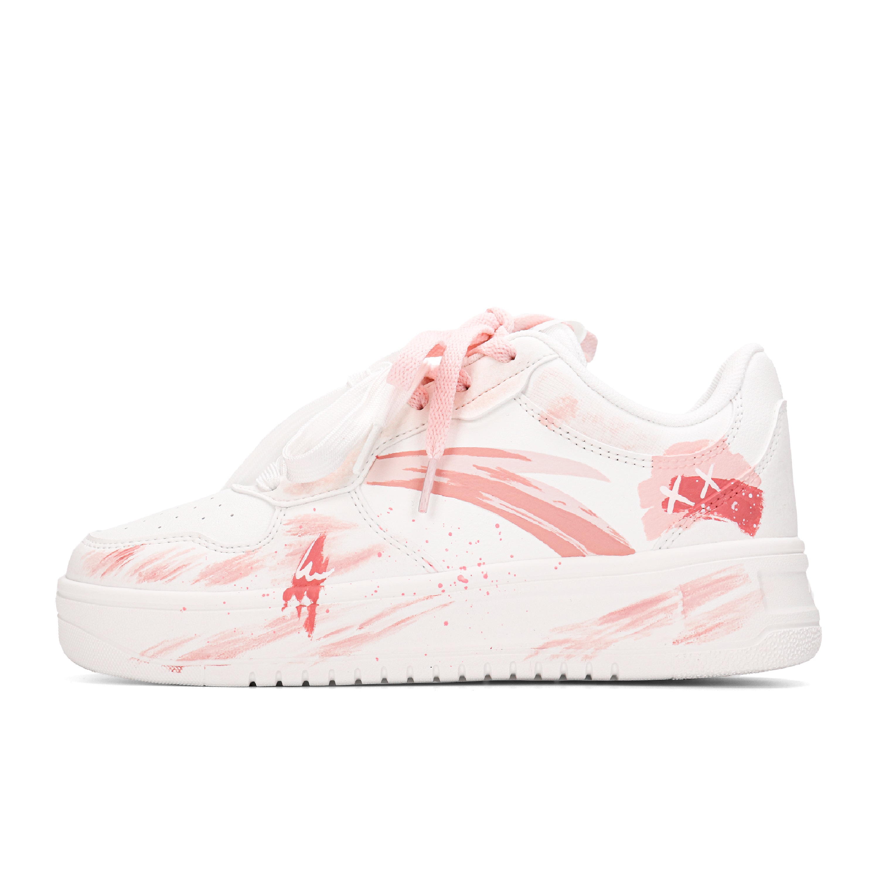 Anta Relaxed Slip Resistant Abrasion Resistant Low top Skateboard Shoes Unisex Pink White
