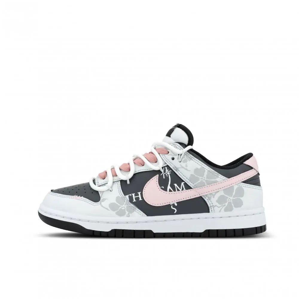 Nike Dunk Vow Of Cherry Blossom Abrasion Resistant Low top Skateboard Shoes Unisex Gray Pink