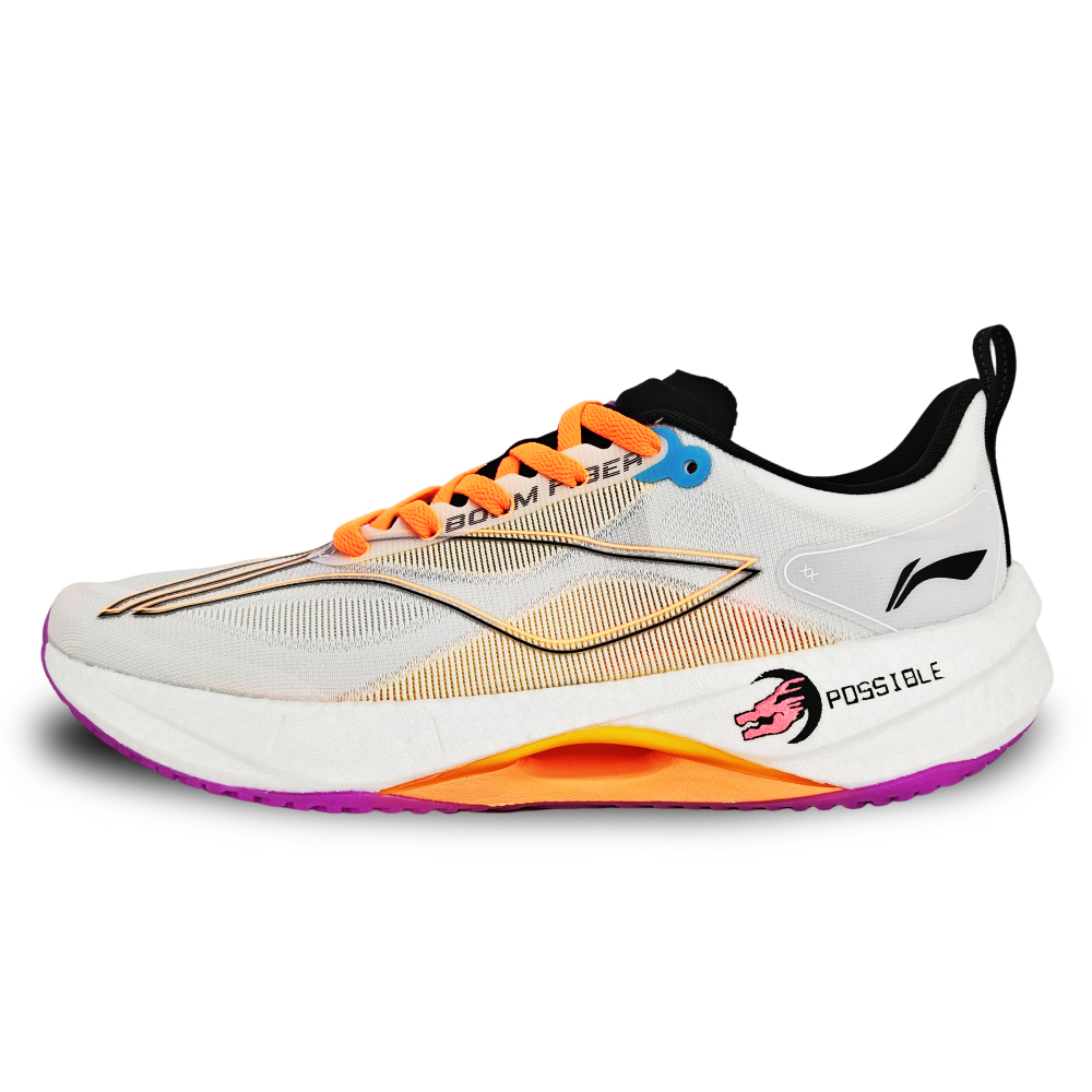 LiNing Super Light 21 Cushioned Wear-Resistant Breathable Slip-Resistant Low-Top Running Shoes Men's White Orange