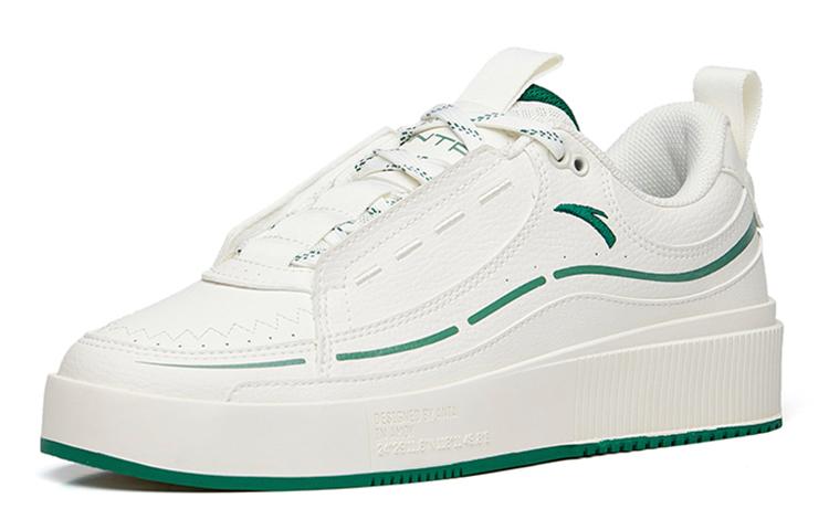 Anta Slip Resistant, Abrasion Resistant, Lightweight Low Top Skateboard Shoes Men's White Green
