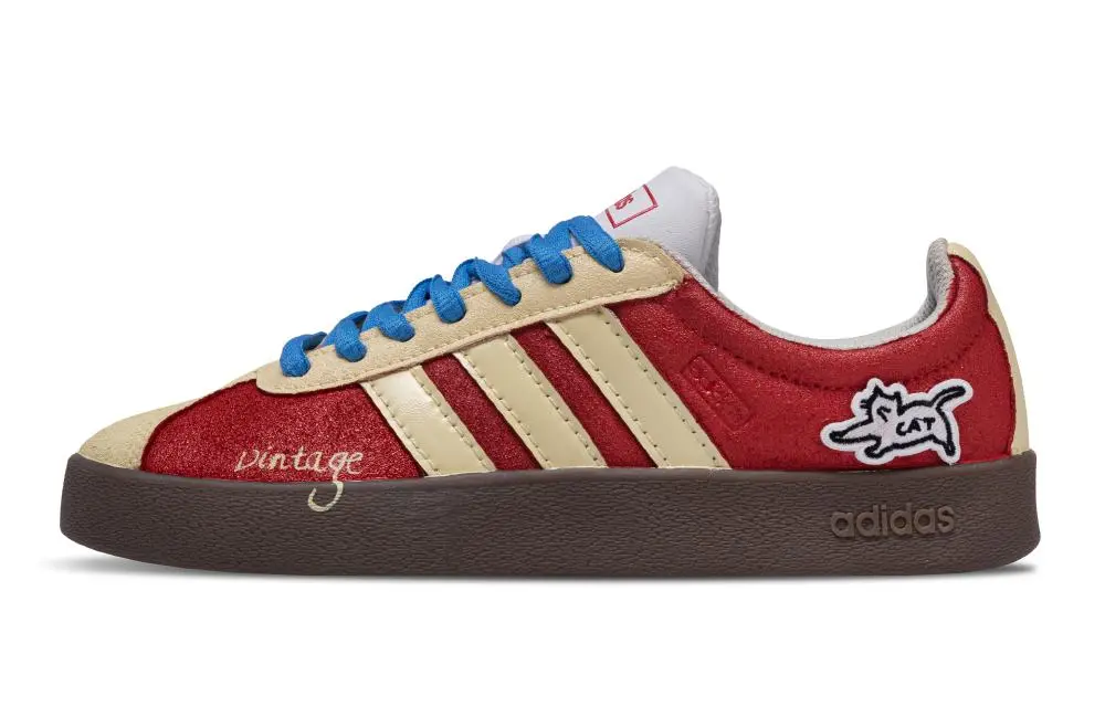 Adidas VL COURT 2.0 Funi Meowth Holmes Cushioning, Wear Resistant Low top Skateboard Shoes Unisex Red