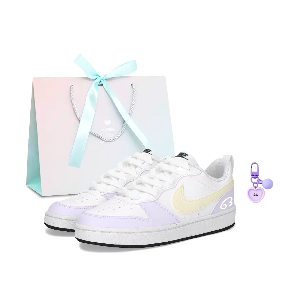 Nike Court Borough Grape Lime Lightweight And Wear resistant Low Top Skateboard Shoes Women's Mountain Grape Purple