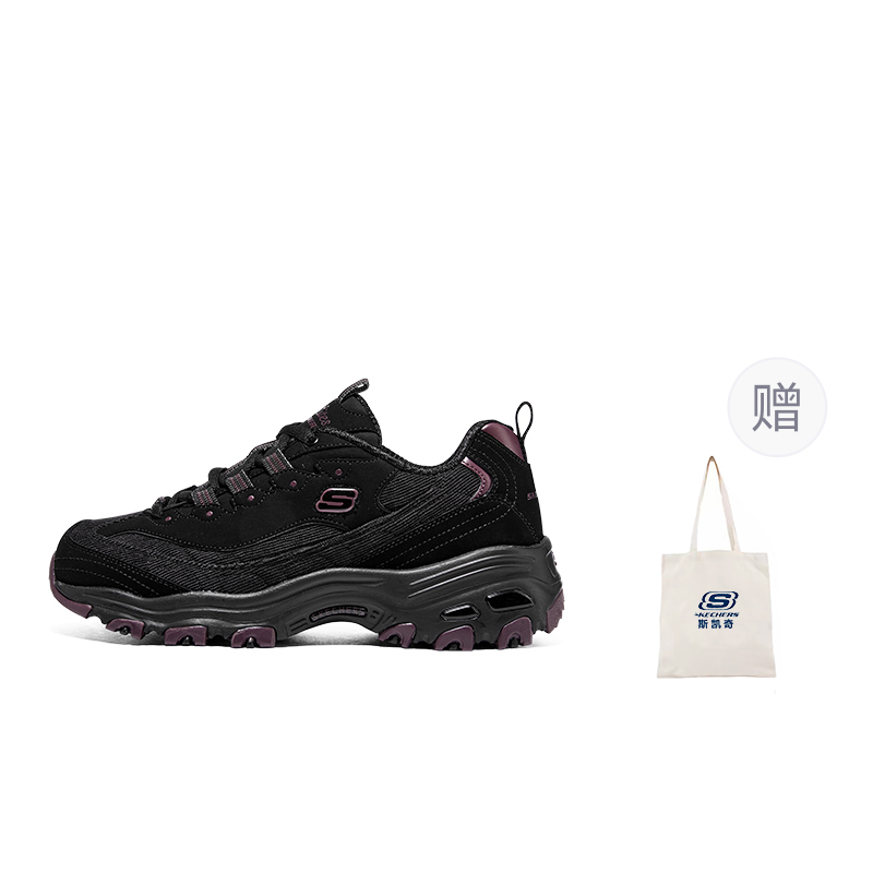 Skechers D'LITES 1.0 Anti Slip Wear Resistant Low Top Chunky Sneakers Women's Black