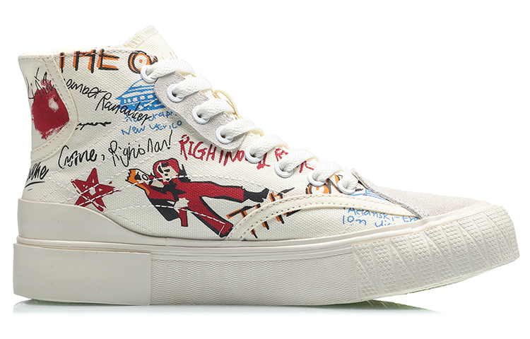 LiNing CF Hello Earth High Top Skateboard Shoes Men's White Red