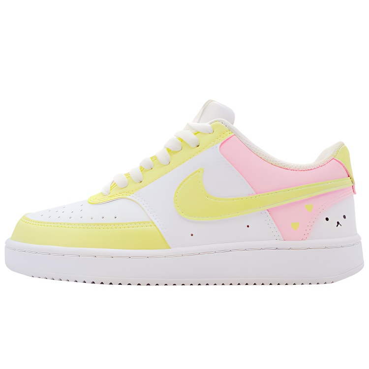 Nike Court Vision 1 Abrasion Resistant Low Top Skateboard Shoes Unisex Yellow Pink