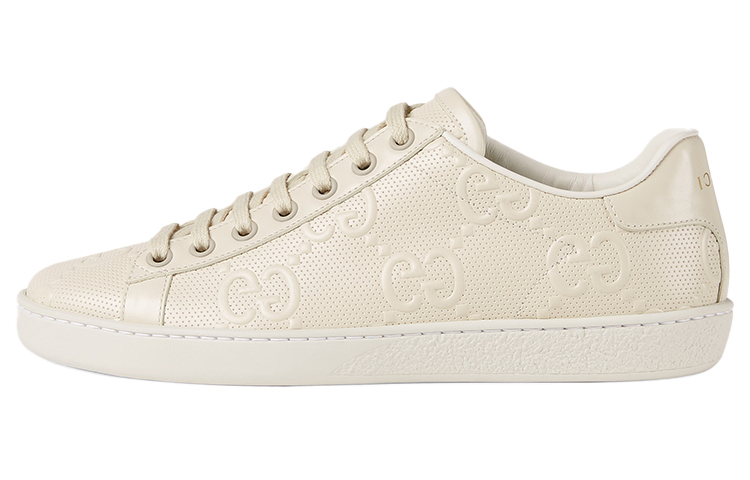 GUCCI Ace GG Embossed Cream Women's