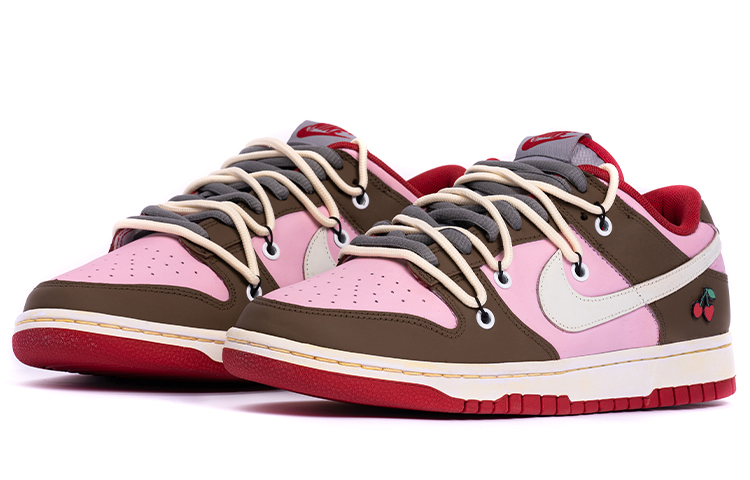 Nike Dunk Anti Slip Wear Resistant Low Top Skateboard Shoes Women's Brown Pink
