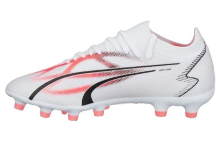 PUMA Ultra Match AG Short Rubber Studs HG Short Rubber Studs Anti-Slip Wear-Resistant Soccer Shoes Men's White Pink