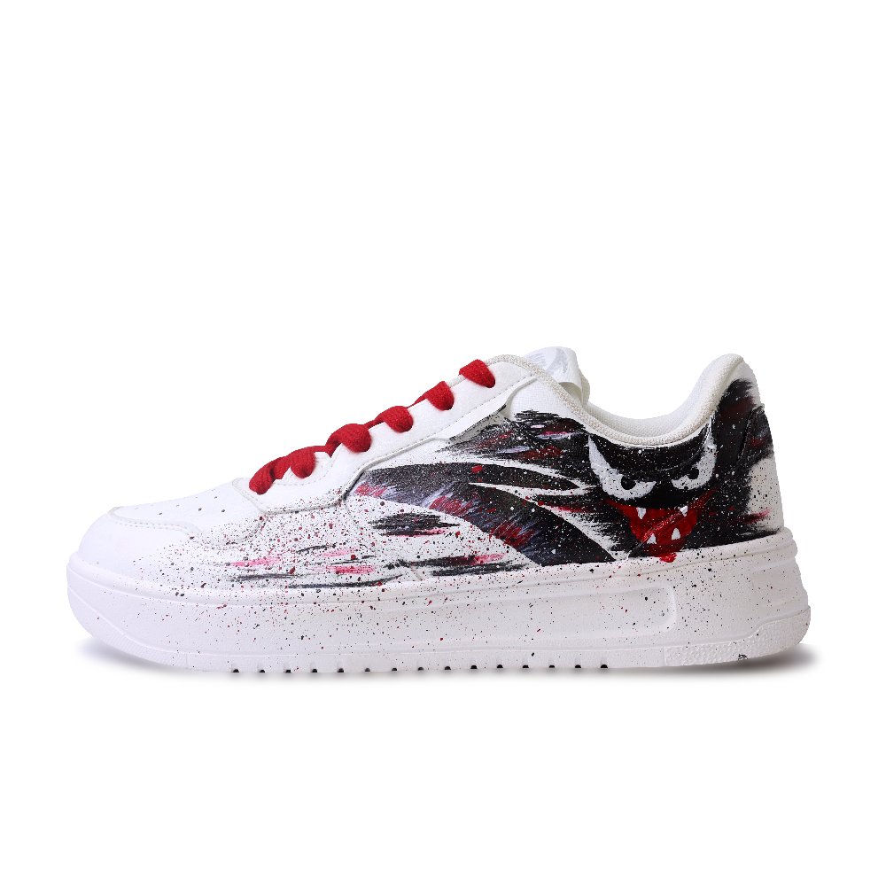Anta Relaxed Slip Resistant Shock Absorbers Lightweight Low Top Skateboard Shoes Men's Black White Red