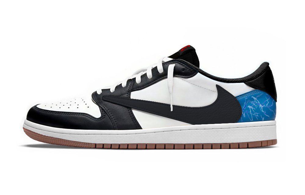 Travis Scott x Jordan Air Jordan 1 Travis Scott X AJ1 7.0 Low Top Vintage Basketball Shoes Unisex Blue