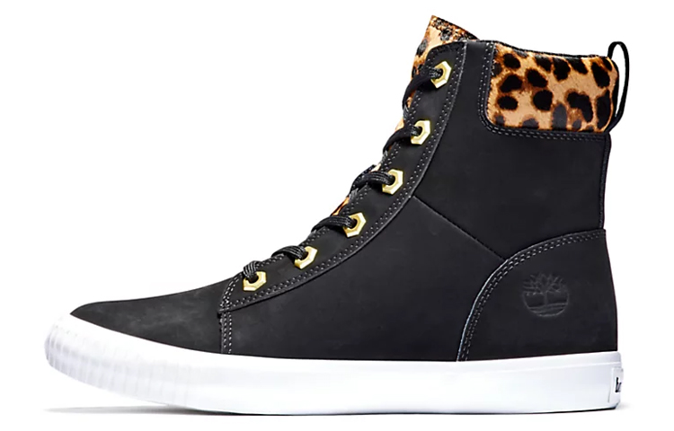 Timberland SKyla Bay 6 Inch Boot 'Black Nubuck Wtih Cheetah Collar' Women's