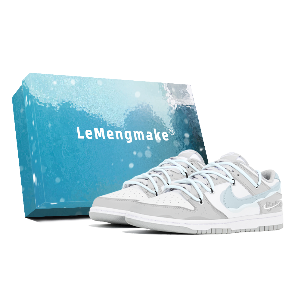 Nike Dunk Abrasion-Resistant Low-Top Skateboard Shoes Men's Gray Blue