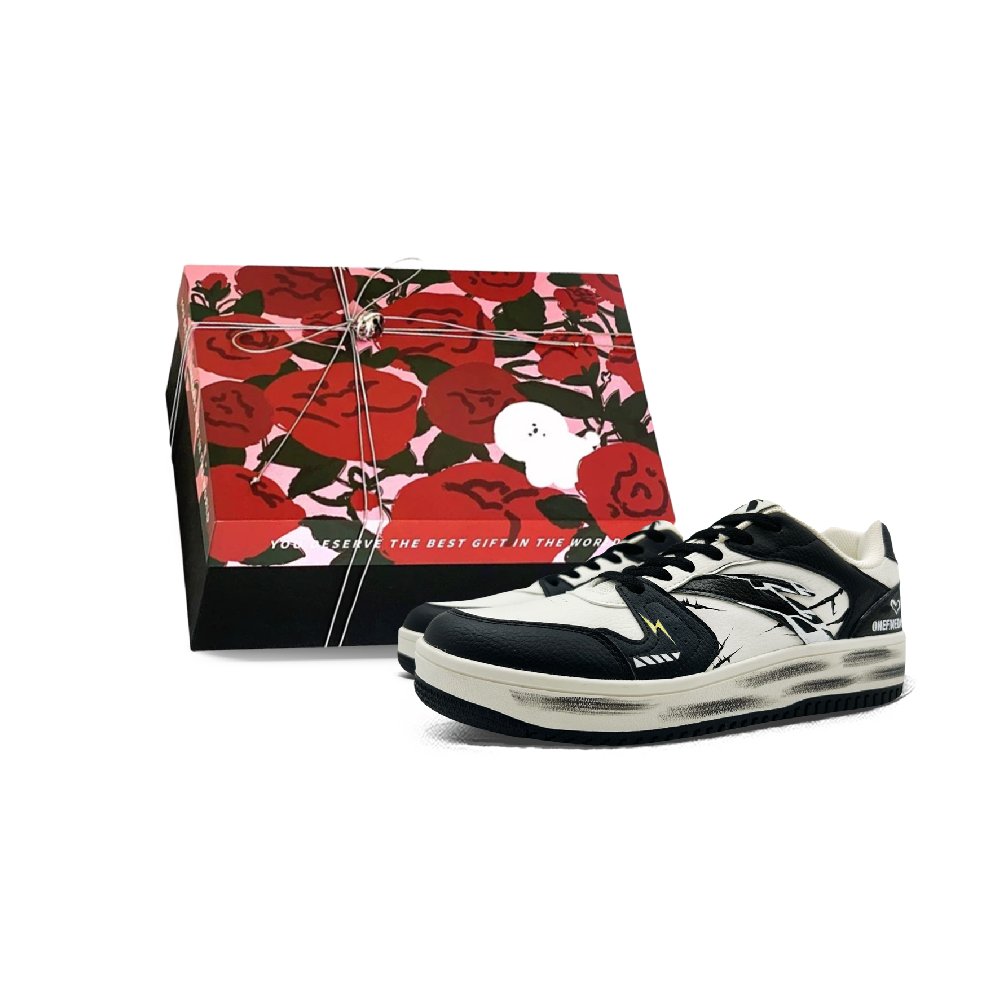Anta Anti Slip And Wear Resistant Lightweight Low Top Skateboard Shoes Men's Black White
