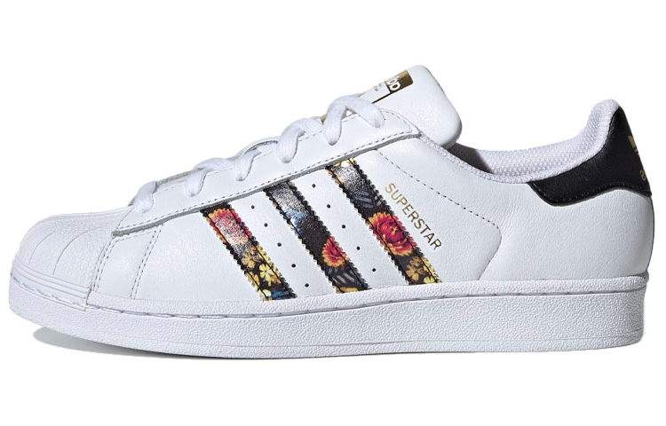 Adidas Originals Superstar White Black Foral Stripes Women's