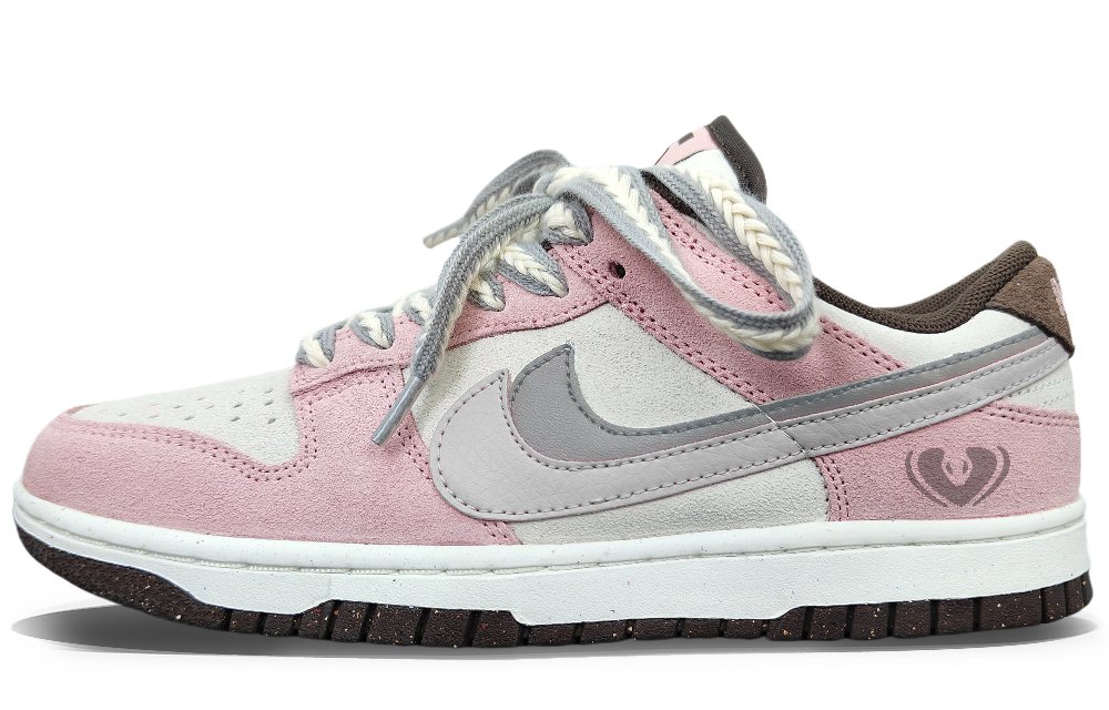 Nike Dunk Anti-Slip Wear-Resistant Low-Top Skateboard Shoes Unisex Gray Pink