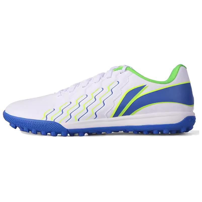 LiNing Jin TF Rubber Broken Studs Artificial Ground Cushioning Wear-Resistant Soccer Shoes Men's Blue White