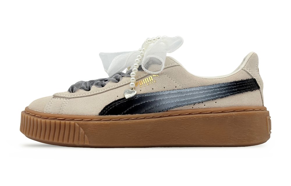 FENTY BEAUTY x PUMA Suede Platform Lightweight And Wear resistant Low Top Skateboard Shoes Women's Beige