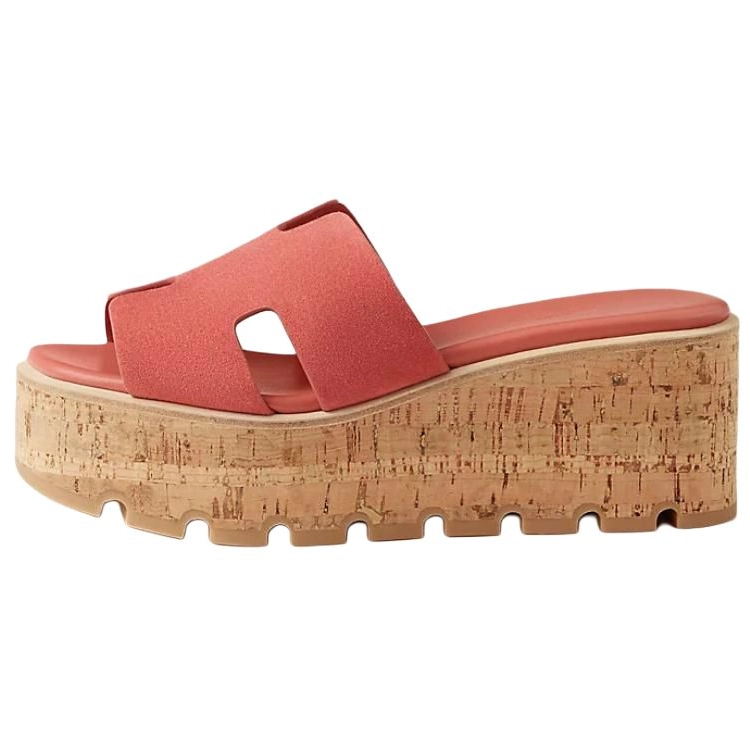 HERMES Eze Rubber Slide Slippers 6.5cm Women's Orange