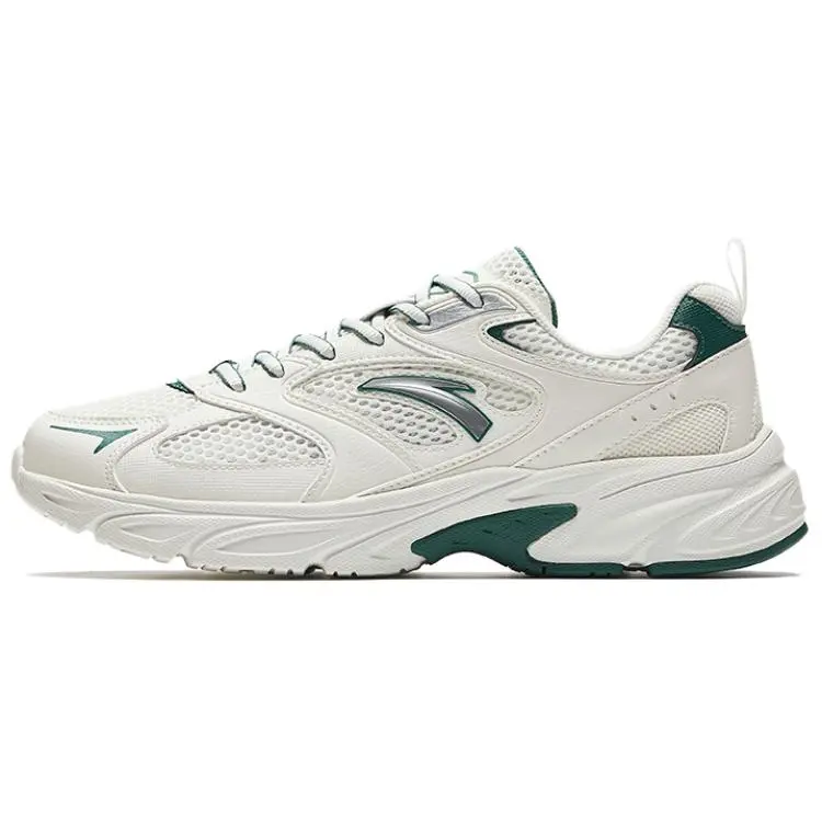 Anta Life Collection Abrasion Resistant Breathable Low top Casual Shoes Men's Ivory White Cinnabar Green