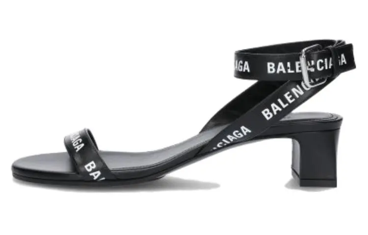 Balenciaga Round Sandals Black White Women's
