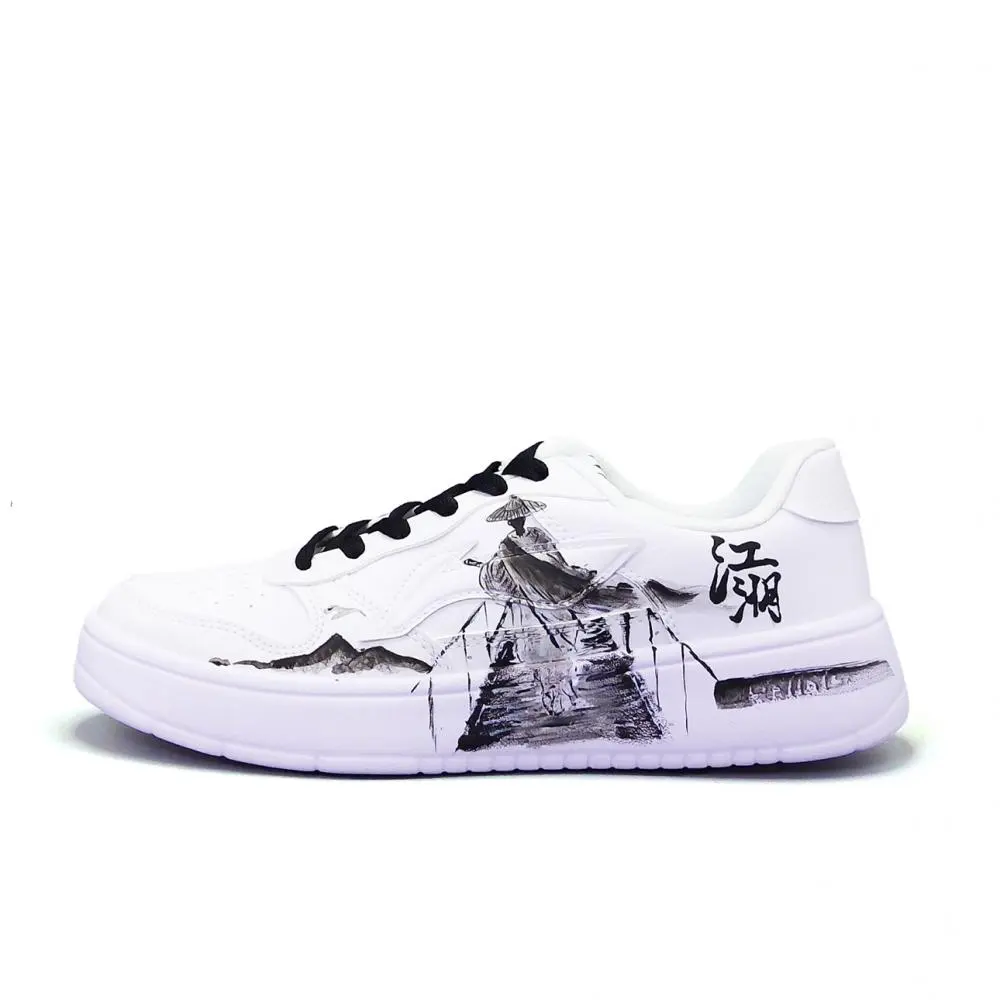 LiNing Pontoon Boats Abrasion Resistant, Lightweight, And Breathable Low top Skateboard Shoes Unisex White