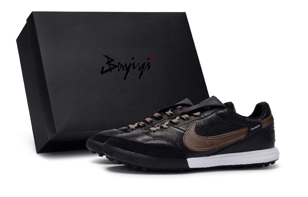 Nike Premier 3 TF Rubber Broken Studs Anti-Slip And Wear-Resistant Breathable Soccer Shoes Men's Black Coffee