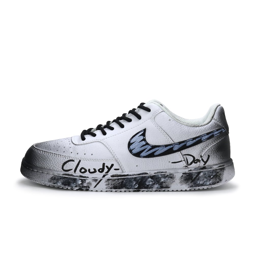 Nike Court Vision 1 Black Clouds Turning Ink Abrasion Resistant Balance Support Low top Skateboard Shoes Men's Black