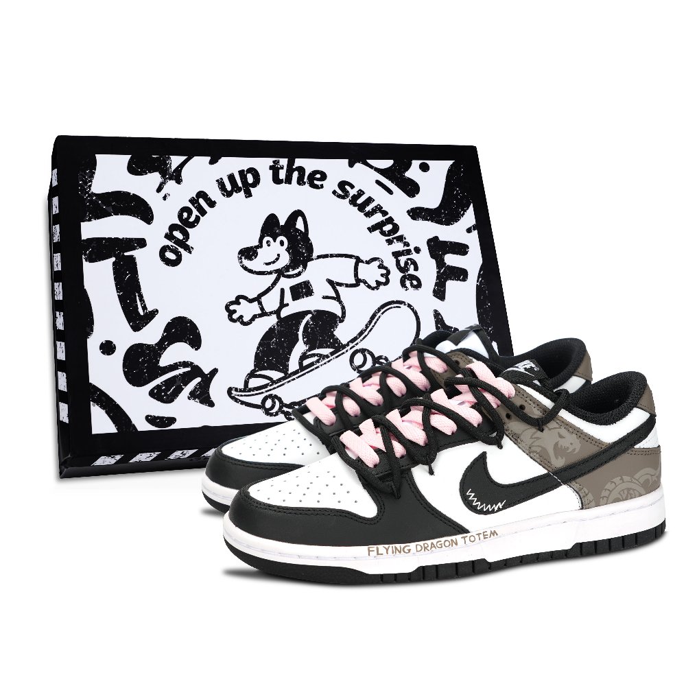 Nike Dunk Low Top Skateboard Shoes Unisex Black White Brown