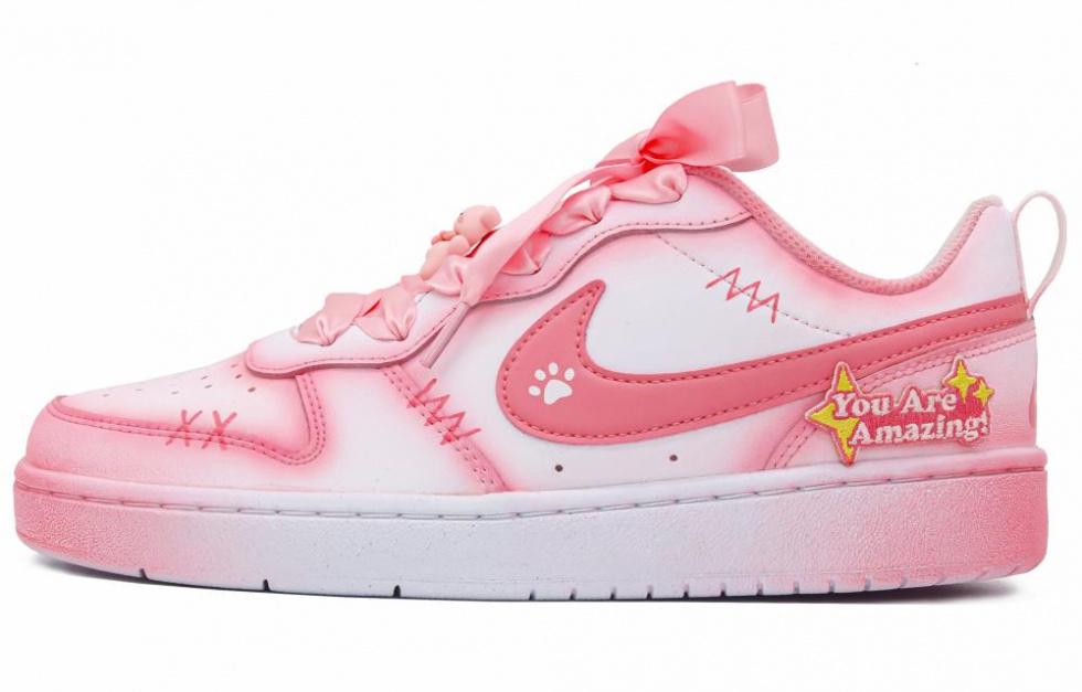 Nike Court Borough Low Slip Resistant Cushioning Abrasion Resistant Low Top Skateboard Shoes Women's White Pink