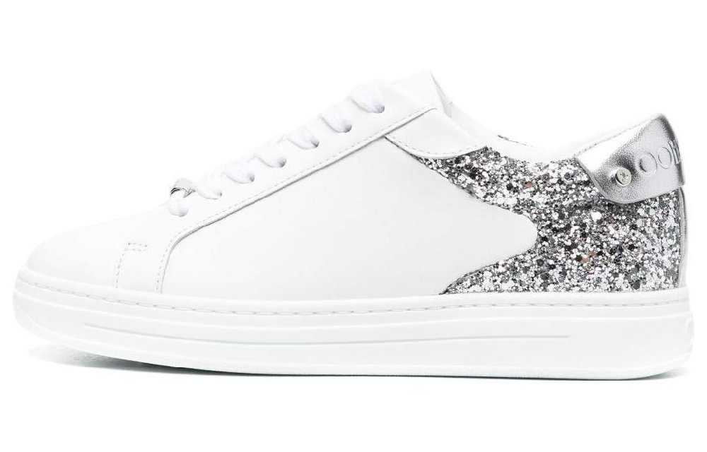 Jimmy Choo Rome Slip-Resistant Cushioning Low-Top Skateboard Shoes Women's White Silver
