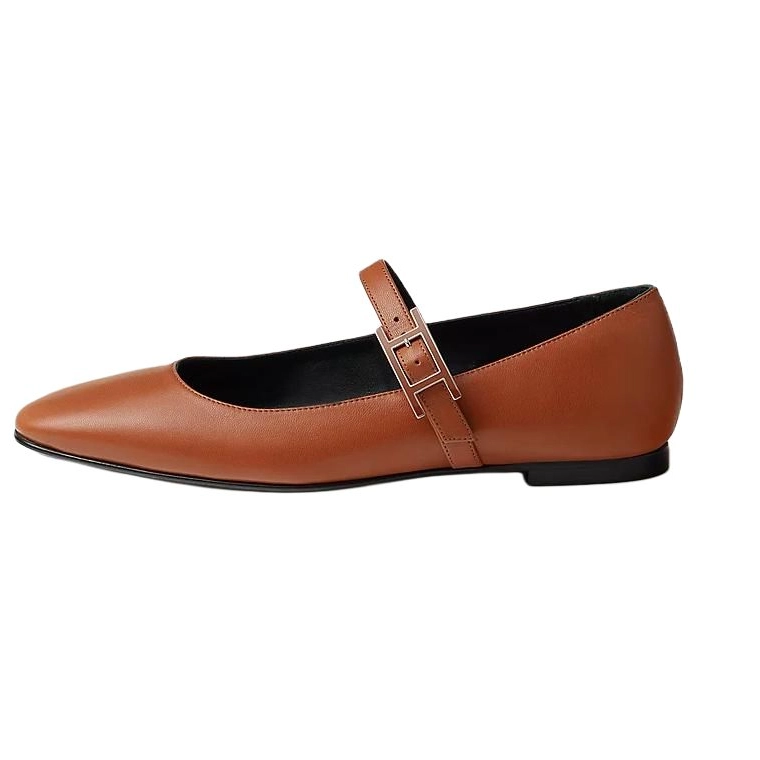 HERMES Jane Mary Jane Shoes Women's Brown