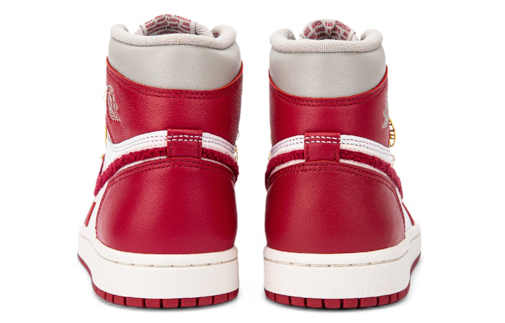 Jordan Air Jordan 1 Mid Slip Resistant Abrasion Resistant High top Vintage Basketball Shoes Women's White Red