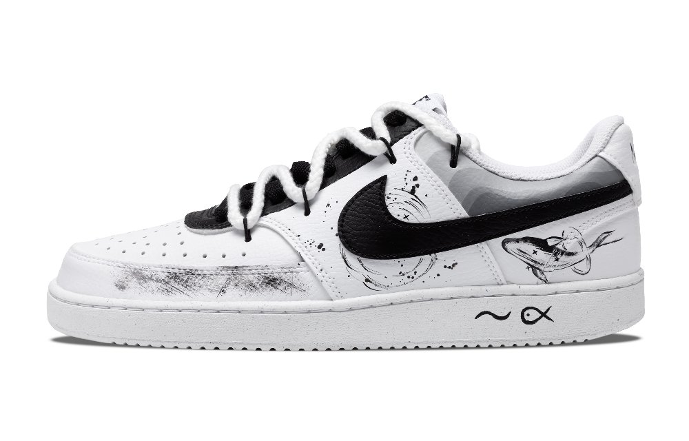 Nike Court Vision 1 Skateboard Shoes Men Low-Top White/Black