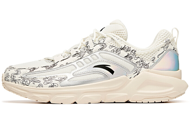 Anta Cushioned Anti-Slip And Wear-Resistant Lightweight Low-Top Running Shoes Men's Silver White Black