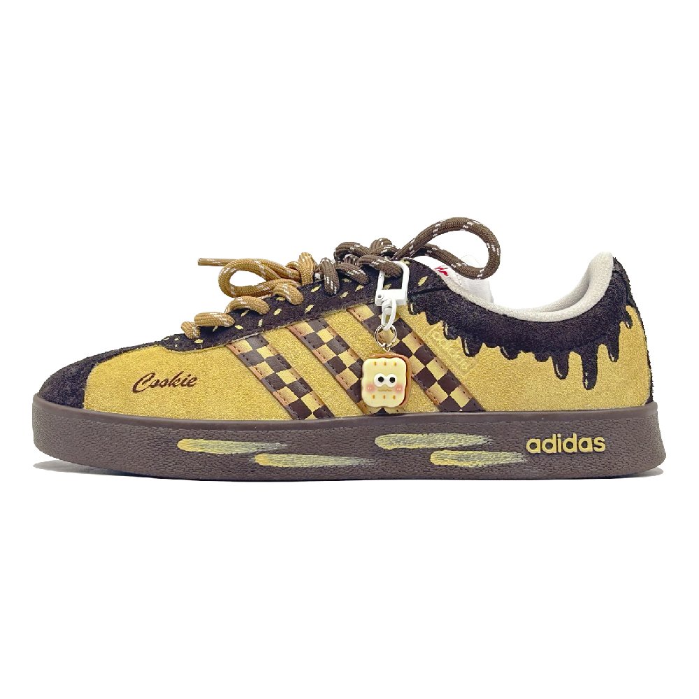 Adidas VL COURT 2.0 Cookies Cushioning, Wear Resistant Low Top Skateboard Shoes Unisex Dark Yellow Brown