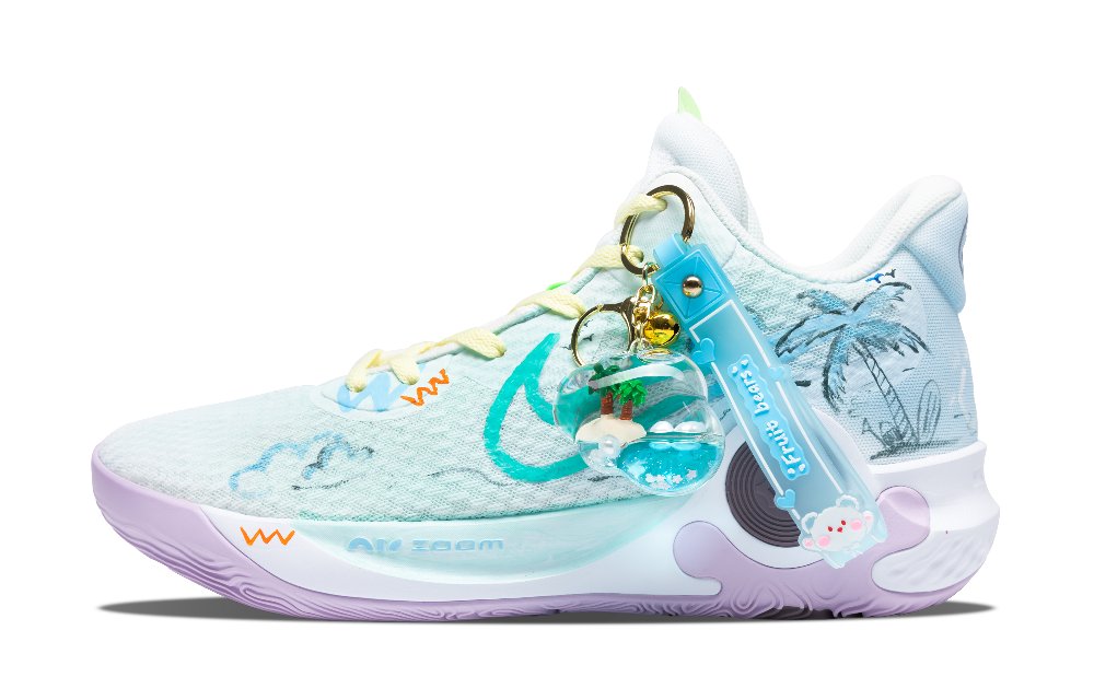 Nike KD Trey 5 X Anti-Slip Wear-Resistant Mid-Top Vintage Basketball Shoes Unisex Turquoise