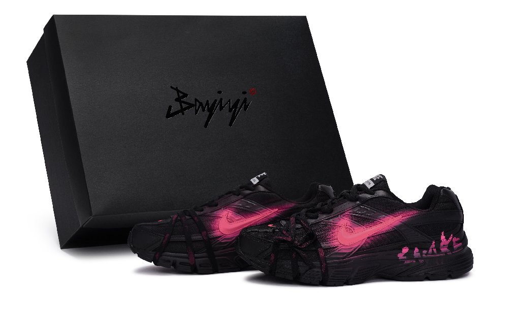 Nike Initiator Anti Slip Wear Resistant Low Top Running Shoes Men's Black Rose Red