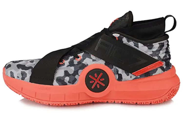 LiNing All City 7 Shock Absorbers Slip Resistant Abrasion Resistant High Top Basketball Shoes Men's Black Red