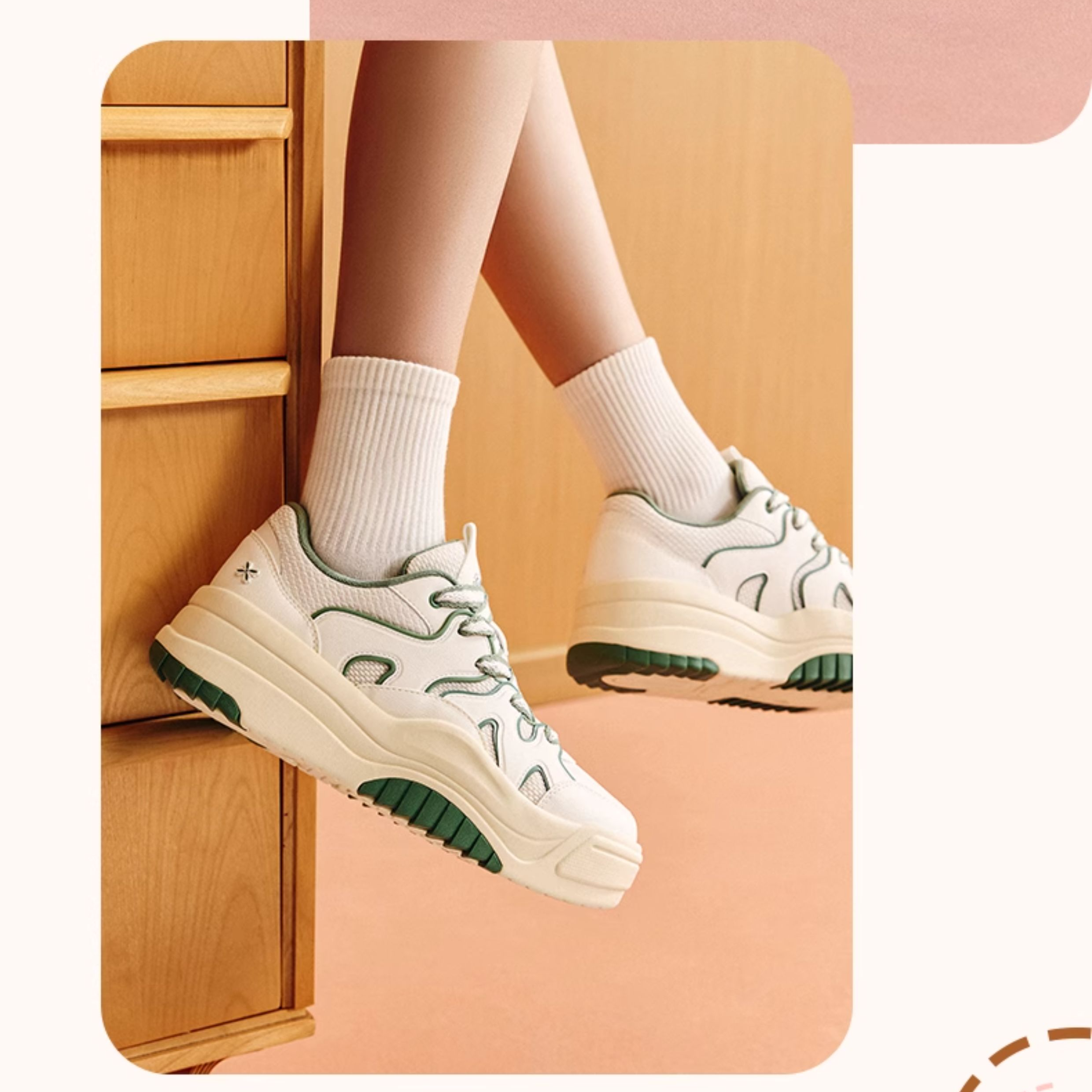 ANTA Wave Skateboard Shoes Women's Low top Ivory Ripe Jasmine Green