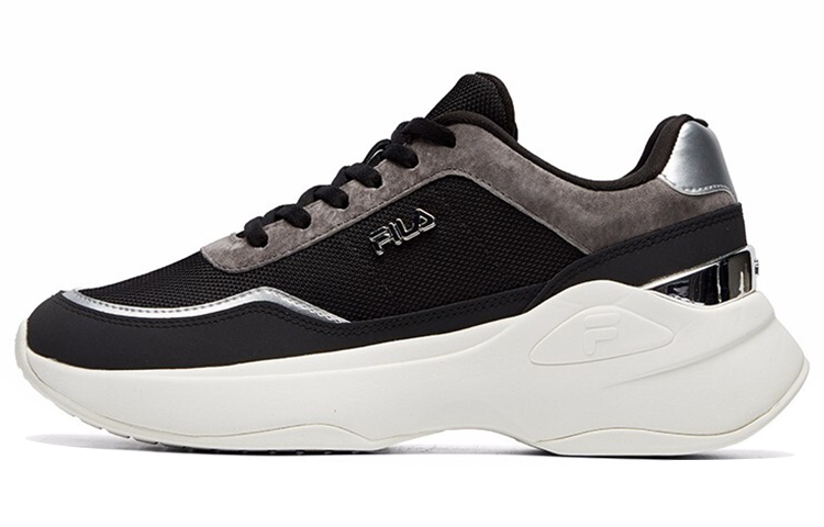 FILA Cushioned Wear-Resistant Height Increasing Low-Top Casual Shoes Women's Black Gray