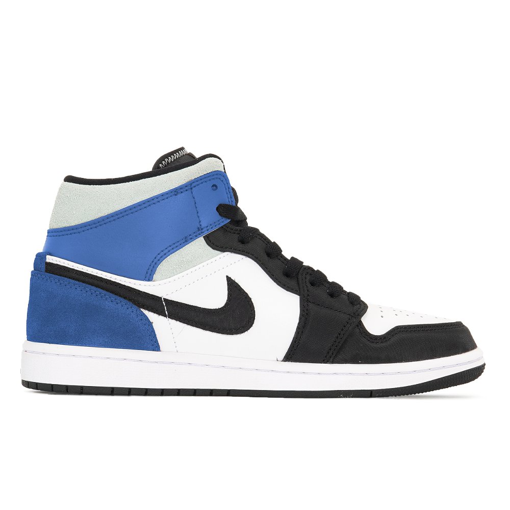 Jordan Air Jordan 1 Slip-Resistant Mid-Top Vintage Basketball Shoes Men Black White Blue