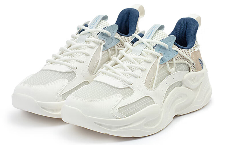 361° Surge Anti Slip Wear Resistant Low Top Chunky Sneakers Men's White Beige Blue