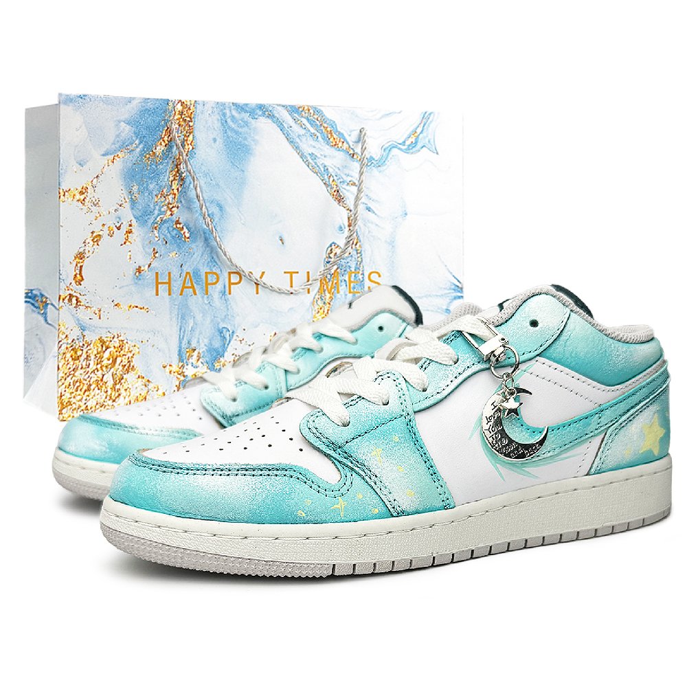 Jordan Air Jordan 1 Abrasion Resistant Low Top Vintage Basketball Shoes Unisex Mint Green