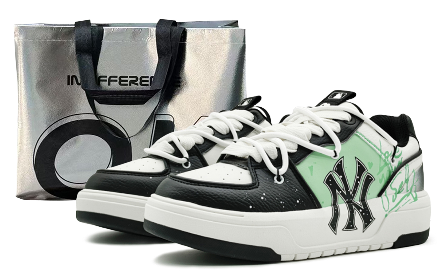 MLB Chunky Liner EIGHT% Her Power Abrasion Resistant Low top Skateboard Shoes Unisex Green White