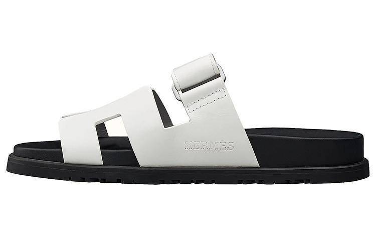 HERMES Chypre Slide Slippers Women's White